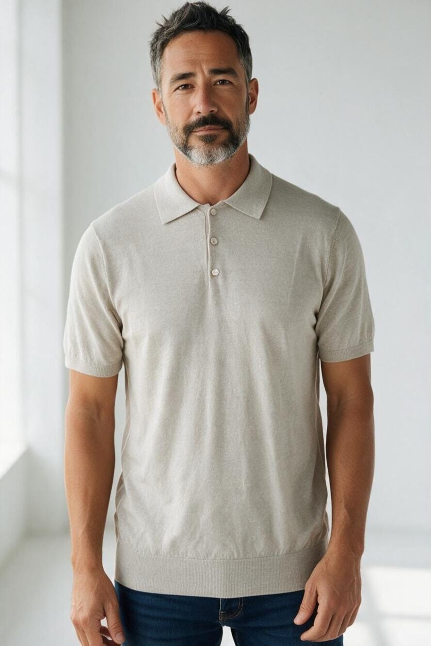 REISS Greigson Mens NEW Size XL Short Sleeve Linen Mix Polo Shirt $155 Cream